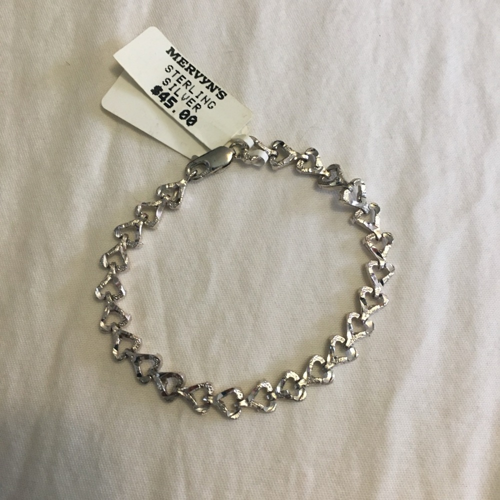 Vintage sterling silver heart bracelet 6.5 inches long